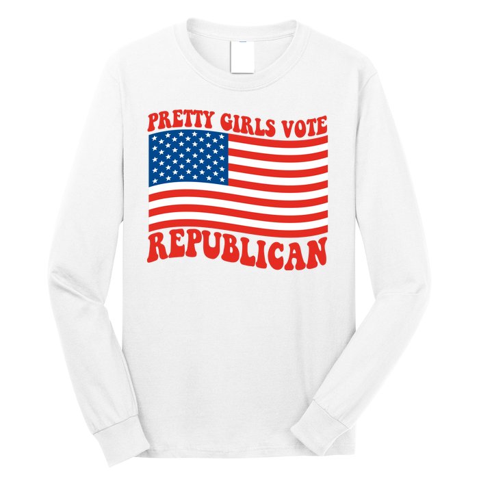 Pretty Girls Vote Republican Usa Flag Long Sleeve Shirt