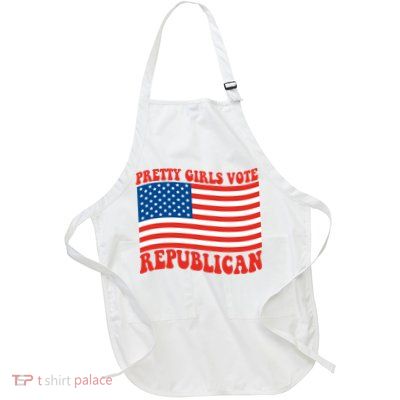Pretty Girls Vote Republican Usa Flag Full-Length Apron With Pockets