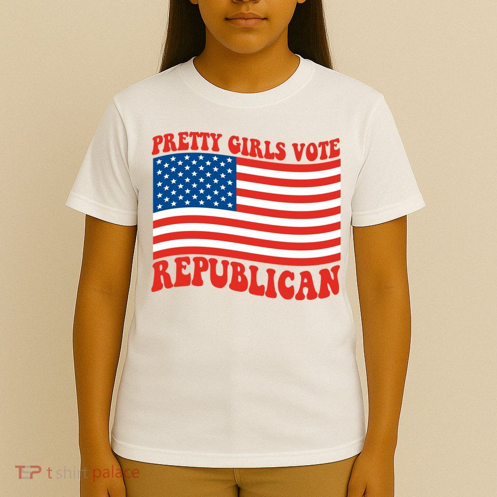 Pretty Girls Vote Republican Usa Flag T-Shirt