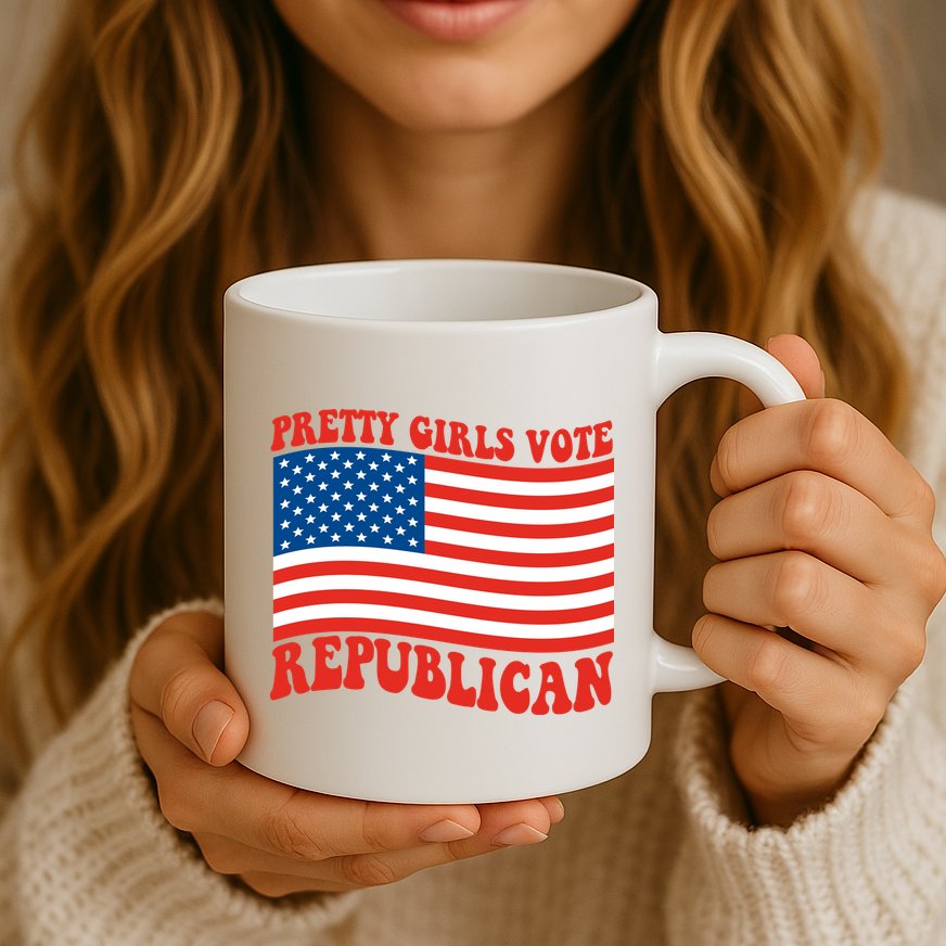 Pretty Girls Vote Republican Usa Flag Mug
