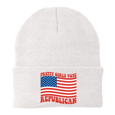 Pretty Girls Vote Republican Usa Flag Knit Cap Winter Beanie