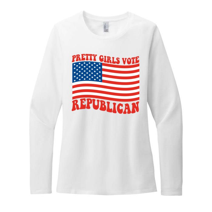 Pretty Girls Vote Republican Usa Flag Womens CVC Long Sleeve Shirt