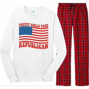 Pretty Girls Vote Republican Usa Flag Long Sleeve Pajama Set