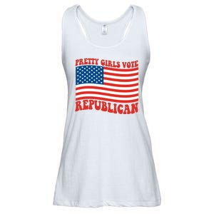 Pretty Girls Vote Republican Usa Flag Ladies Essential Flowy Tank