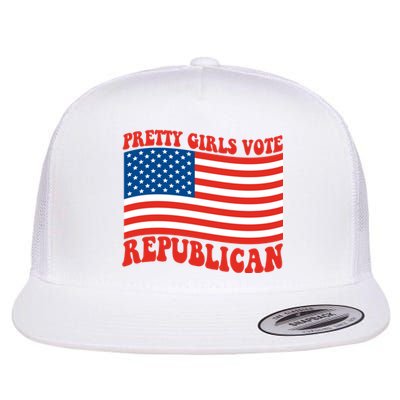 Pretty Girls Vote Republican Usa Flag Flat Bill Trucker Hat