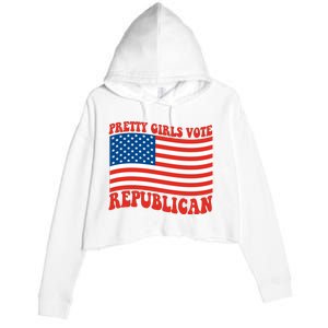 Pretty Girls Vote Republican Usa Flag Crop Fleece Hoodie