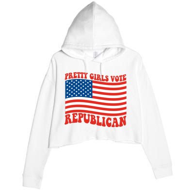 Pretty Girls Vote Republican Usa Flag Crop Fleece Hoodie