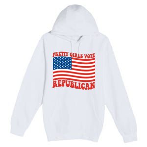 Pretty Girls Vote Republican Usa Flag Premium Pullover Hoodie