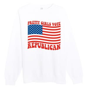 Pretty Girls Vote Republican Usa Flag Premium Crewneck Sweatshirt