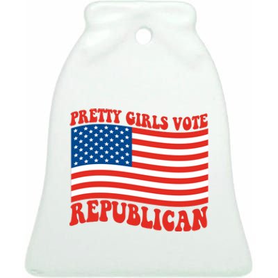 Pretty Girls Vote Republican Usa Flag Ceramic Bell Ornament