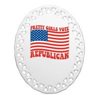 Pretty Girls Vote Republican Usa Flag Ceramic Oval Ornament