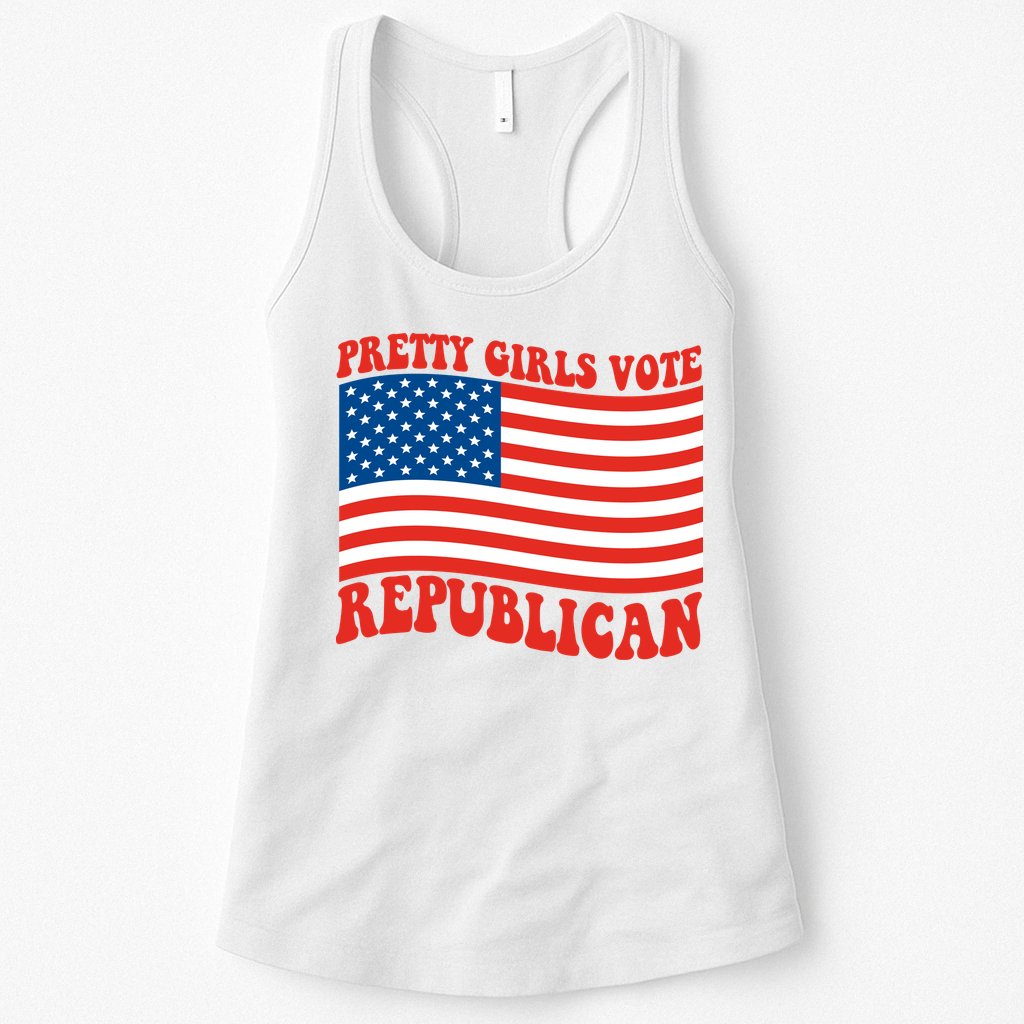 Pretty Girls Vote Republican Usa Flag Womens Tank Top