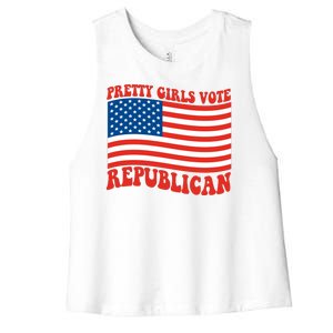 Pretty Girls Vote Republican Usa Flag Women's Racerback Cropped Tank