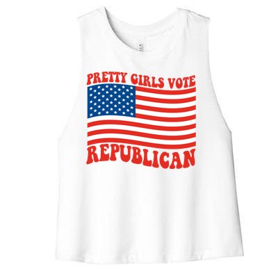 Pretty Girls Vote Republican Usa Flag Women's Racerback Cropped Tank