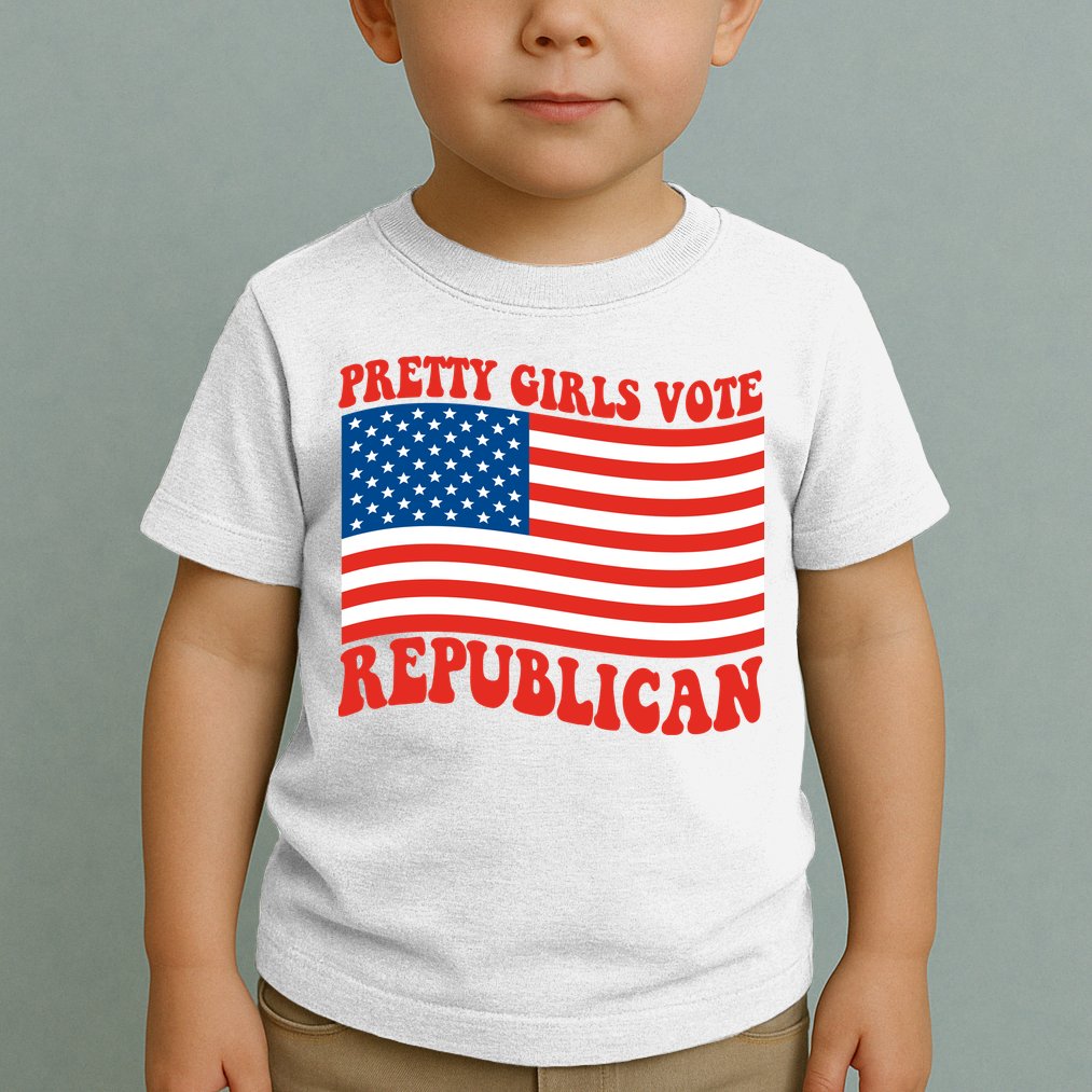 Pretty Girls Vote Republican Usa Flag Toddler T-Shirt