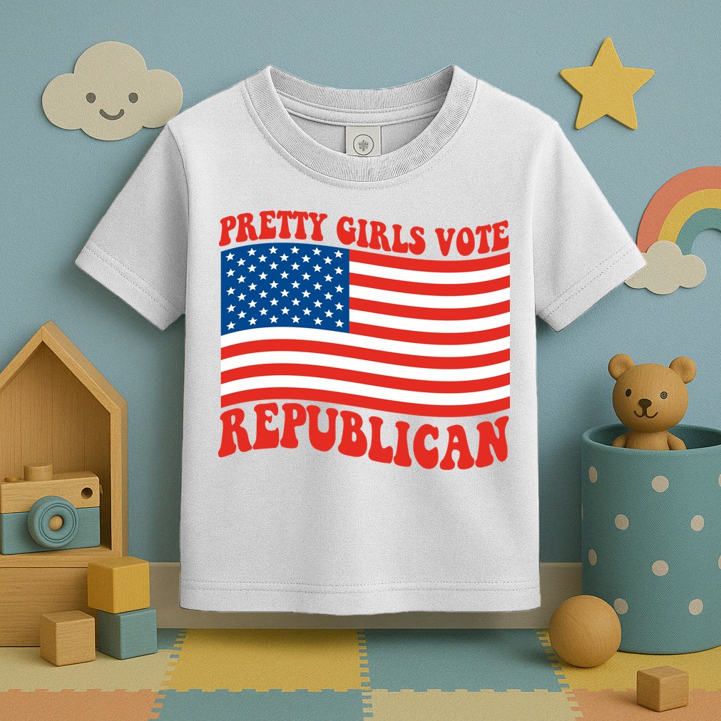 Pretty Girls Vote Republican Usa Flag Toddler T-Shirt