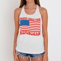 Pretty Girls Vote Republican Usa Flag Women's Knotted Racerback Tank