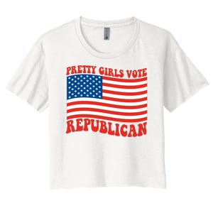 Pretty Girls Vote Republican Usa Flag Women's Crop Top Tee