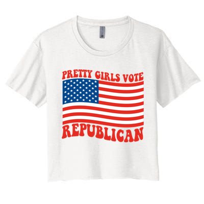 Pretty Girls Vote Republican Usa Flag Women's Crop Top Tee