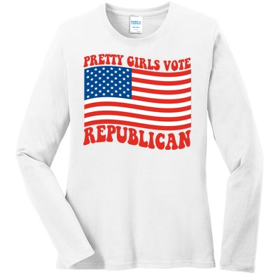 Pretty Girls Vote Republican Usa Flag Ladies Long Sleeve Shirt