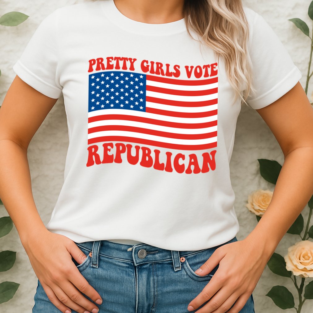 Pretty Girls Vote Republican Usa Flag Womens T-Shirt