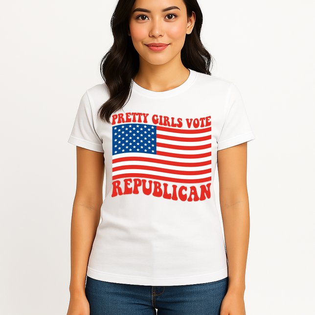 Pretty Girls Vote Republican Usa Flag Womens T-Shirt