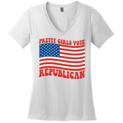 Pretty Girls Vote Republican Usa Flag Women's V-Neck T-Shirt