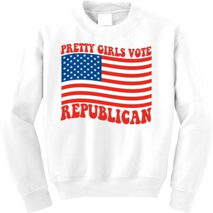 Pretty Girls Vote Republican Usa Flag Kids Sweatshirt