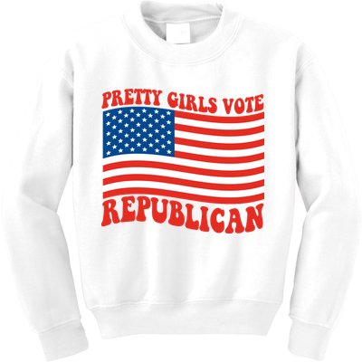 Pretty Girls Vote Republican Usa Flag Kids Sweatshirt