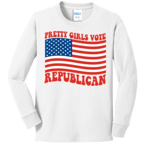 Pretty Girls Vote Republican Usa Flag Kids Long Sleeve Shirt