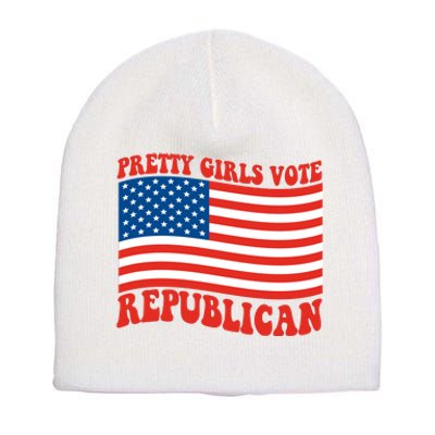 Pretty Girls Vote Republican Usa Flag Short Acrylic Beanie