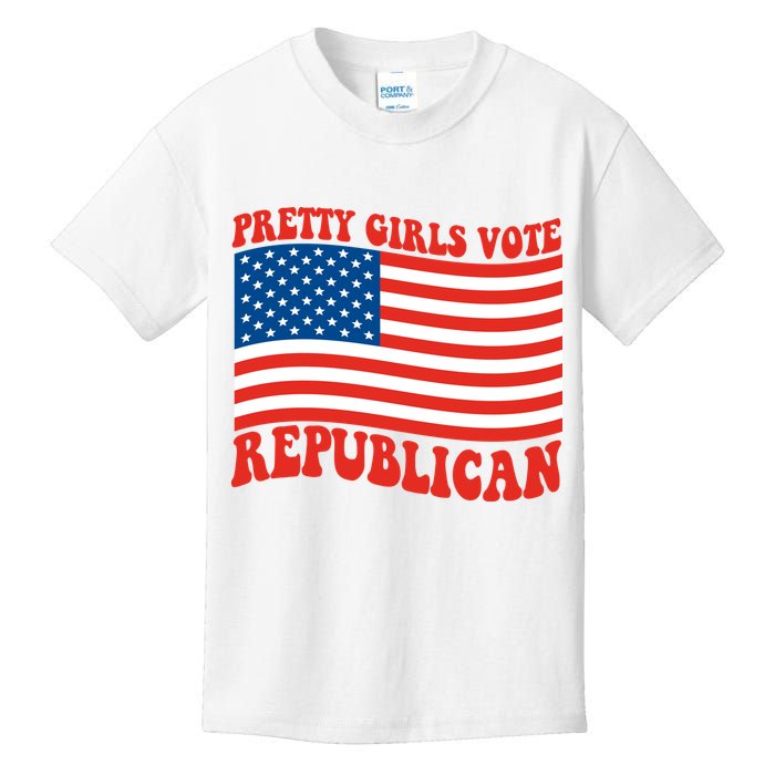 Pretty Girls Vote Republican Usa Flag Kids T-Shirt