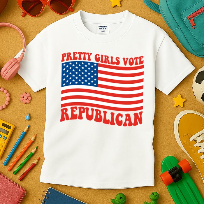 Pretty Girls Vote Republican Usa Flag Kids T-Shirt