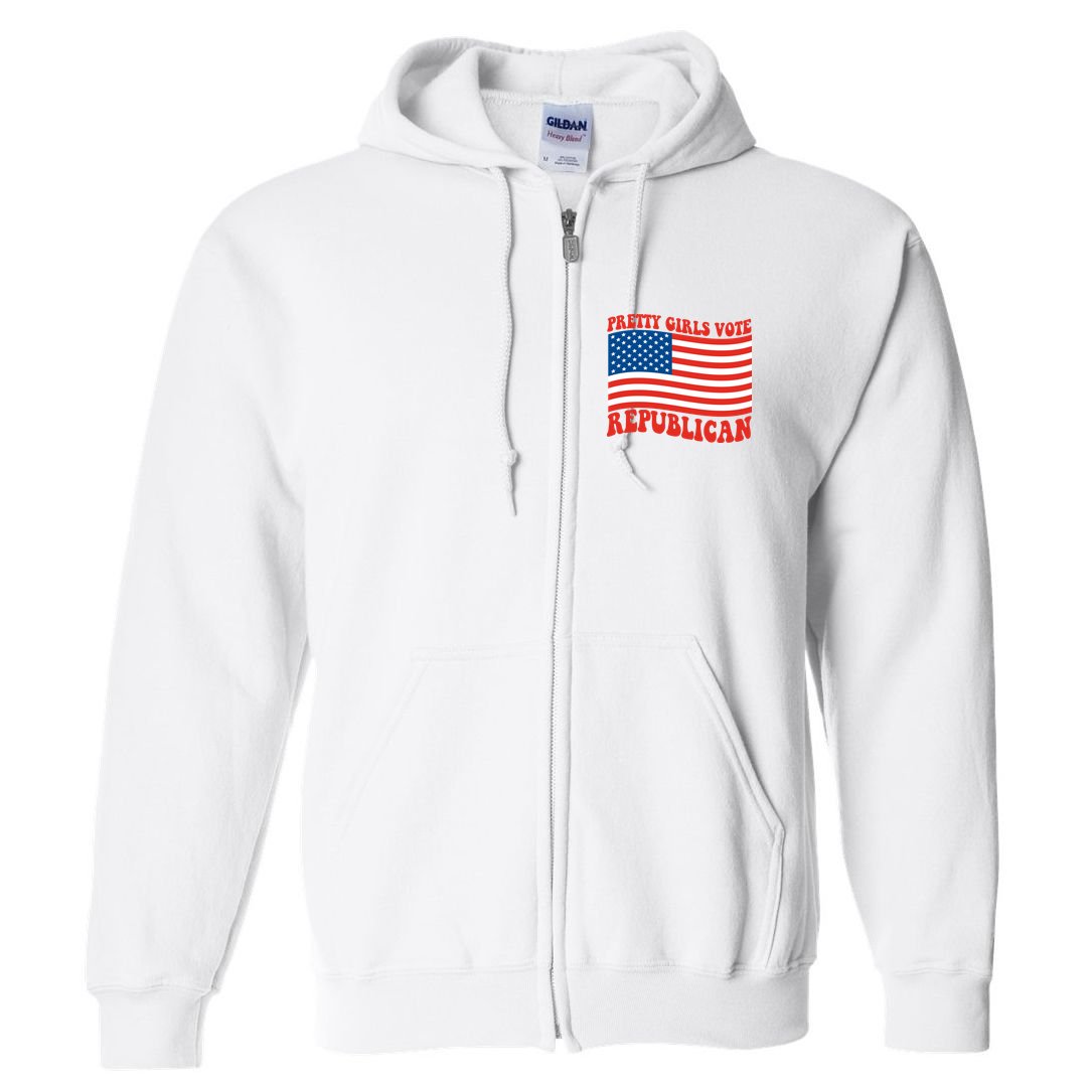 Pretty Girls Vote Republican Usa Flag Full Zip Hoodie