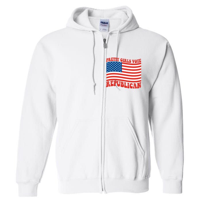 Pretty Girls Vote Republican Usa Flag Full Zip Hoodie