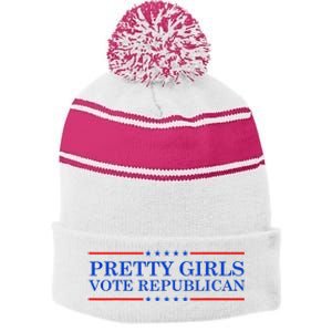 Pretty G.I.R.L.S Vote Republican Stripe Pom Pom Beanie