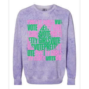 Pretty Girl Vote Green Election Voter Colorblast Crewneck Sweatshirt