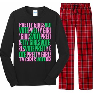 Pretty Girl Vote Green Election Voter Long Sleeve Pajama Set