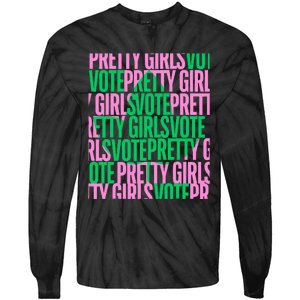 Pretty Girl Vote Green Election Voter Tie-Dye Long Sleeve Shirt