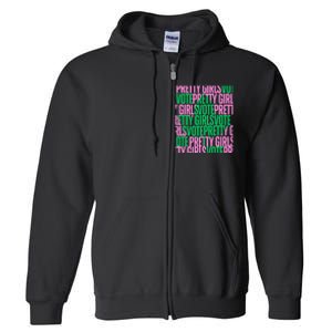 Pretty Girl Vote Green Election Voter Full Zip Hoodie