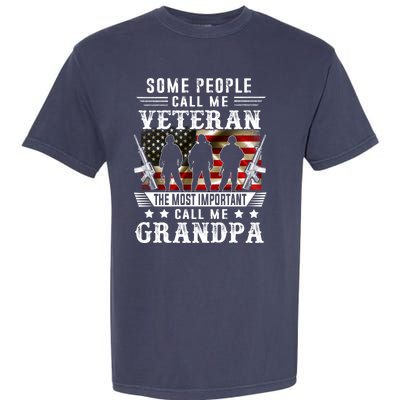 Proud Grandpa Veteran American Flag Gifts VeteranS Day Garment-Dyed Heavyweight T-Shirt