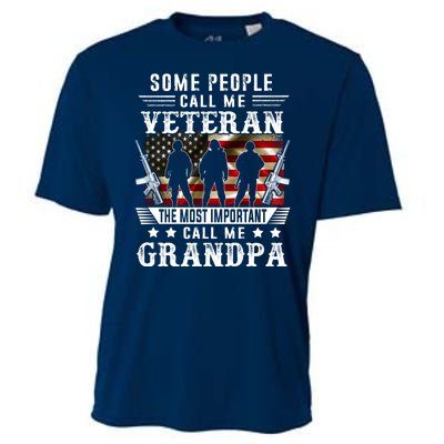 Proud Grandpa Veteran American Flag Gifts VeteranS Day Cooling Performance Crew T-Shirt