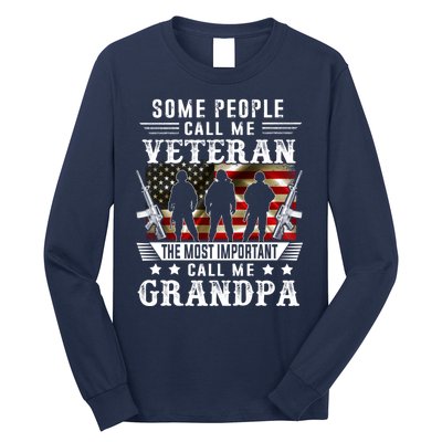 Proud Grandpa Veteran American Flag Gifts VeteranS Day Long Sleeve Shirt