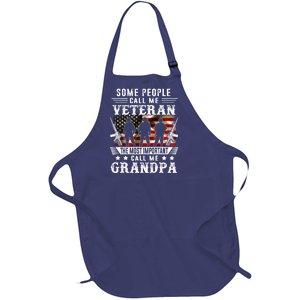 Proud Grandpa Veteran American Flag Gifts VeteranS Day Full-Length Apron With Pockets