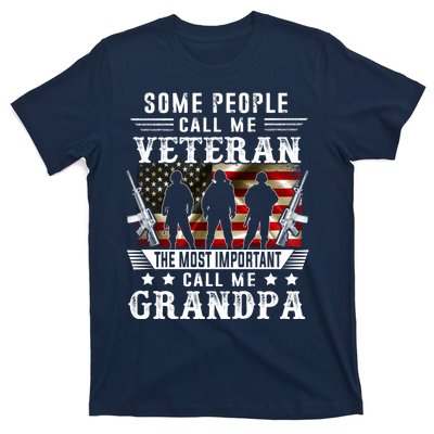 Proud Grandpa Veteran American Flag Gifts VeteranS Day T-Shirt