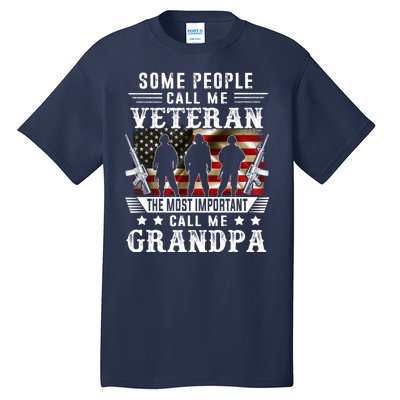 Proud Grandpa Veteran American Flag Gifts VeteranS Day Tall T-Shirt