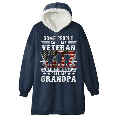 Proud Grandpa Veteran American Flag Gifts VeteranS Day Hooded Wearable Blanket