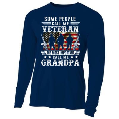 Proud Grandpa Veteran American Flag Gifts VeteranS Day Cooling Performance Long Sleeve Crew