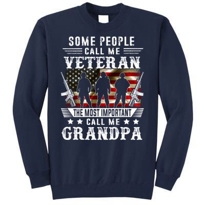 Proud Grandpa Veteran American Flag Gifts VeteranS Day Tall Sweatshirt