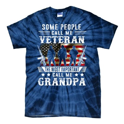 Proud Grandpa Veteran American Flag Gifts VeteranS Day Tie-Dye T-Shirt